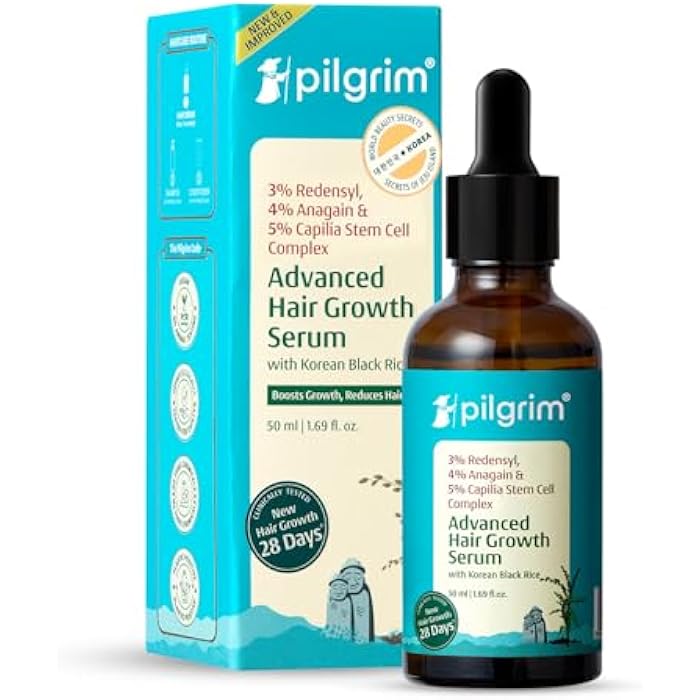 Pilgrim Redensyl 3% + Anagain 4% Advanced Hair Growth Serum (50ml) with Natural Ingredients, Controls Hair Fall, Stimulates Hair Growth, Increase Hair Density | Hair Growth Serum for Men & Women - Image 1